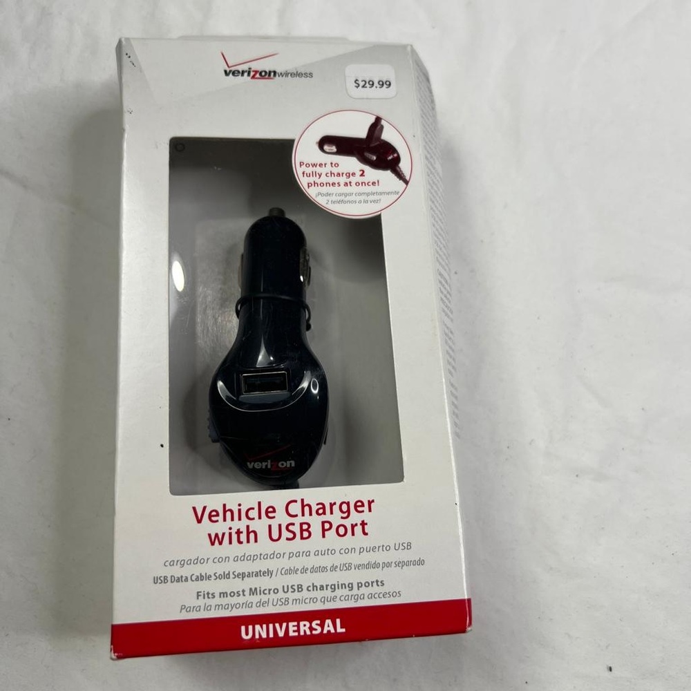 Verizon Universal Micro USB Car Charger With USB Port Verizon Wireless A031123
